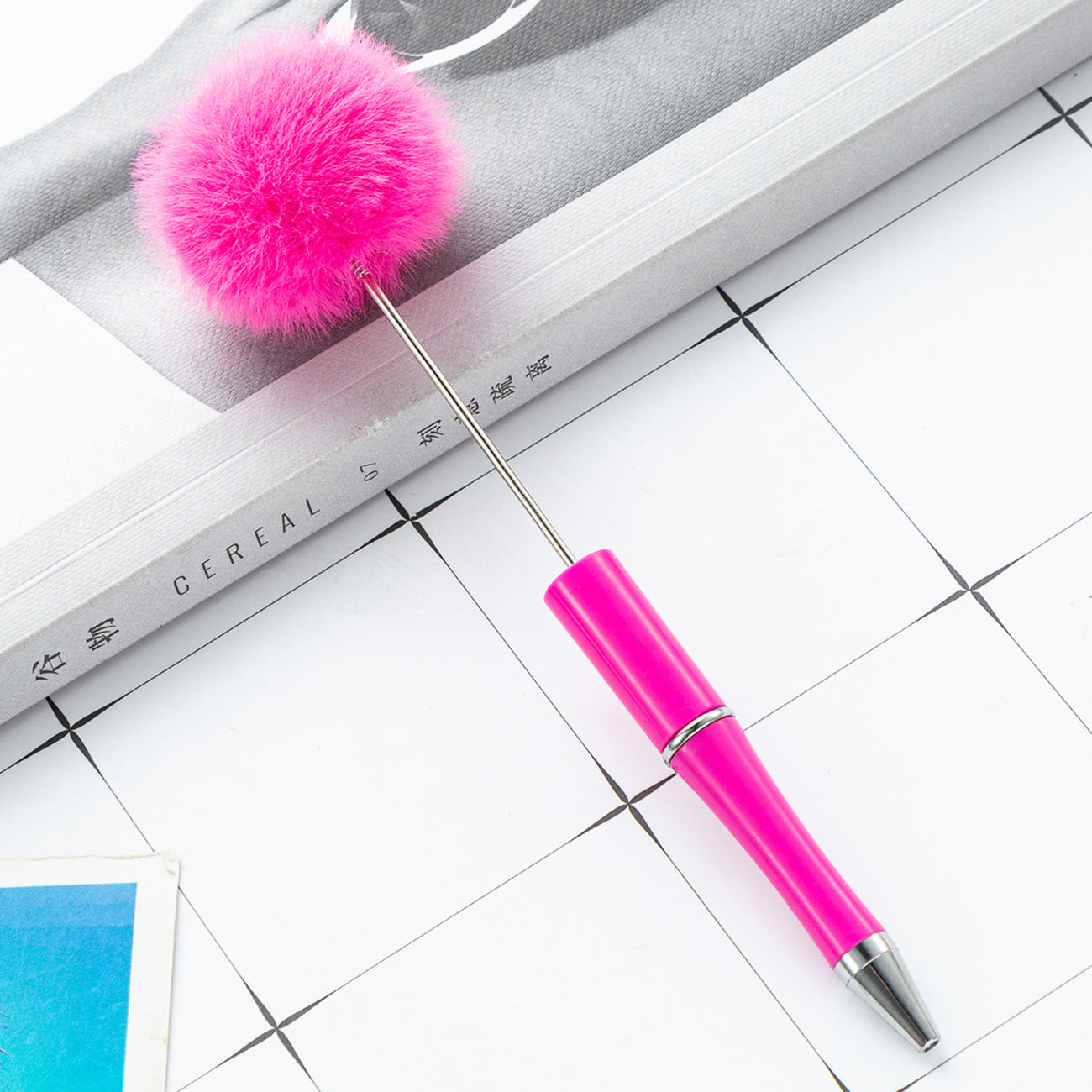 Wholesale Fluffy Pens Pompom Beadable Pens for DIY
